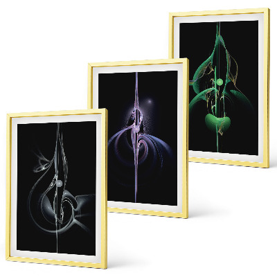 Lot de 3 tableaux pour salon Motifs abstraits noirs