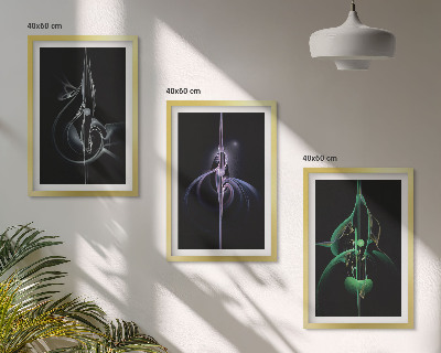 Lot de 3 tableaux pour salon Motifs abstraits noirs