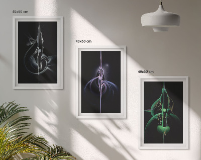 Lot de 3 tableaux pour salon Motifs abstraits noirs