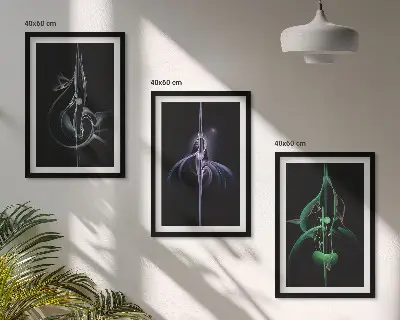 Lot de 3 tableaux pour salon avec motifs abstraits noirs