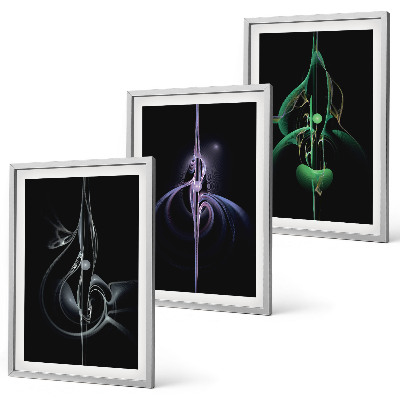 Lot de 3 tableaux pour salon Motifs abstraits noirs