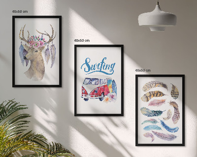 Lot de 3 tableaux pour salon Fleurs de cerf à bois van