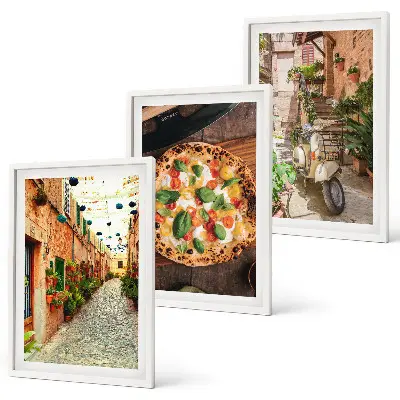 Cadre photo mural représentant des rues charmantes avec des pizzas