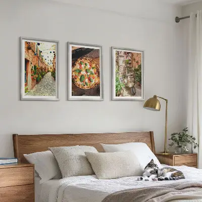 Cadre photo mural représentant des rues charmantes avec des pizzas