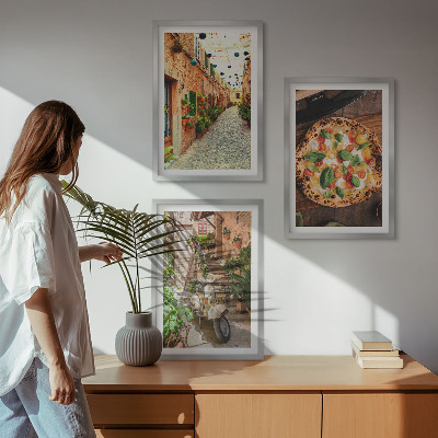 Cadre photo mural Des rues charmantes avec des pizzas