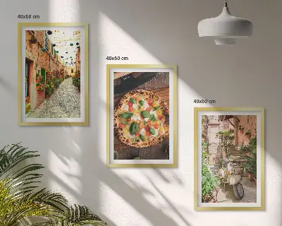 Cadre photo mural représentant des rues charmantes avec des pizzas