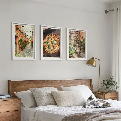 Cadre photo mural représentant des rues charmantes avec des pizzas