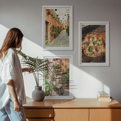 Cadre photo mural Des rues charmantes avec des pizzas