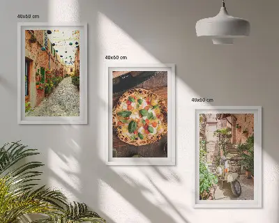 Cadre photo mural représentant des rues charmantes avec des pizzas