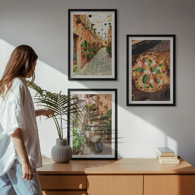 Cadre photo mural Des rues charmantes avec des pizzas