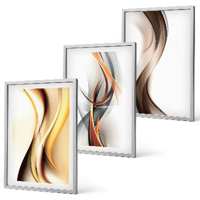 Lot de 3 tableaux pour salon Ondes jaune-gris-brun