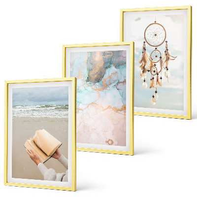 Lot de 3 tableaux pour salon Livre abstrait sur la mer bohème