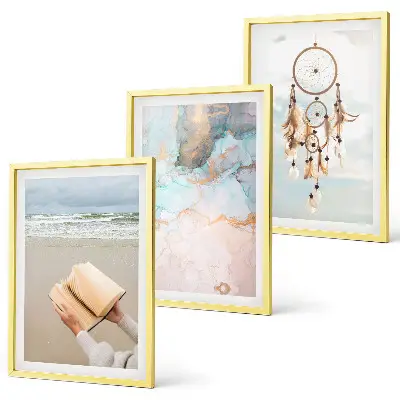 Lot de 3 tableaux pour salon motif abstrait inspiré par la mer bohème