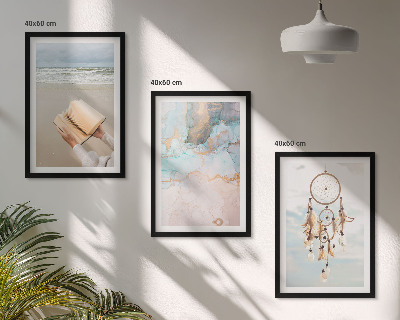 Lot de 3 tableaux pour salon Livre abstrait sur la mer bohème