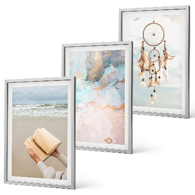 Lot de 3 tableaux pour salon Livre abstrait sur la mer bohème