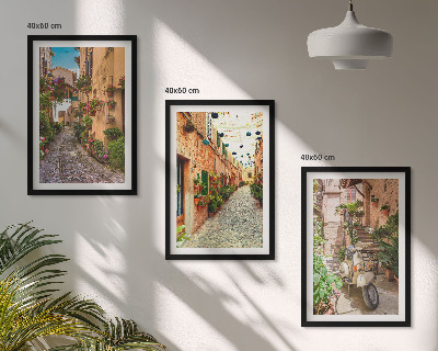 Lot de 3 tableaux pour salon Rues, fleurs, ambiance italienne