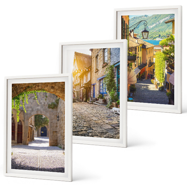 Lot de 3 tableaux pour salon Charmantes rues pavées