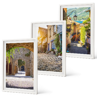 Lot de 3 tableaux pour salon Charmantes rues pavées