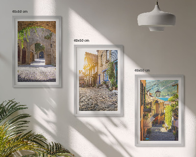 Lot de 3 tableaux pour salon Charmantes rues pavées