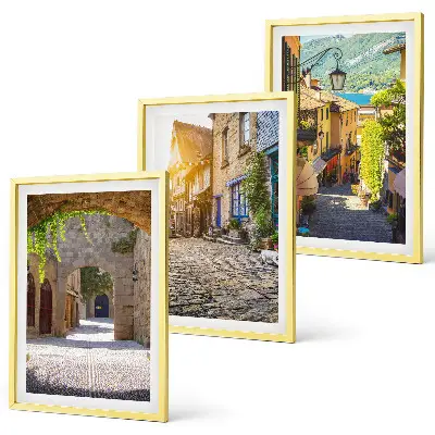 Lot de 3 tableaux pour salon représentant de charmantes rues pavées
