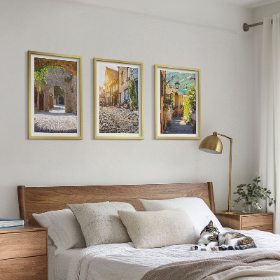 Lot de 3 tableaux pour salon Charmantes rues pavées