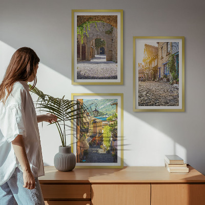Lot de 3 tableaux pour salon Charmantes rues pavées