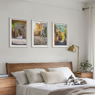 Lot de 3 tableaux pour salon Charmantes rues pavées