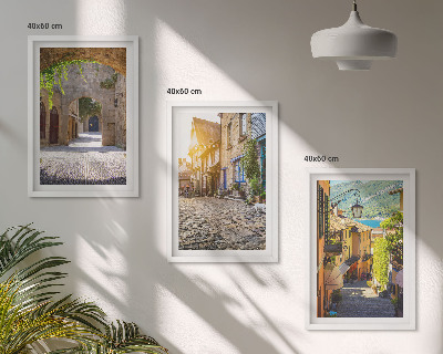 Lot de 3 tableaux pour salon Charmantes rues pavées