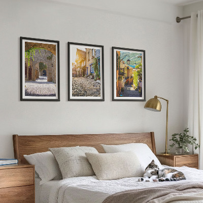 Lot de 3 tableaux pour salon Charmantes rues pavées