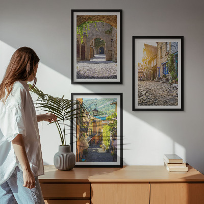Lot de 3 tableaux pour salon Charmantes rues pavées