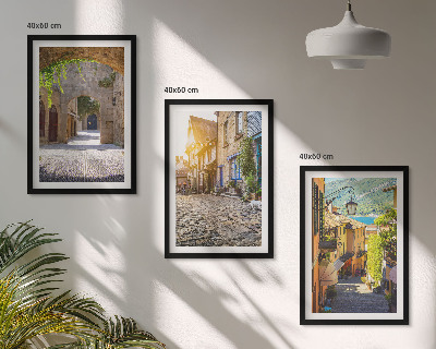 Lot de 3 tableaux pour salon Charmantes rues pavées
