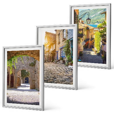 Lot de 3 tableaux pour salon Charmantes rues pavées