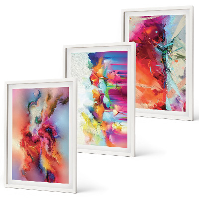 Lot de 3 tableaux pour salon Abstractions colorées de la forme