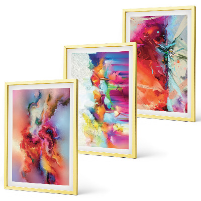 Lot de 3 tableaux pour salon Abstractions colorées de la forme