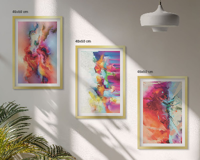 Lot de 3 tableaux pour salon Abstractions colorées de la forme