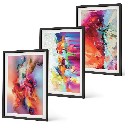 Lot de 3 tableaux pour salon Abstractions colorées de la forme