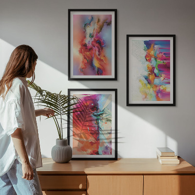 Lot de 3 tableaux pour salon Abstractions colorées de la forme