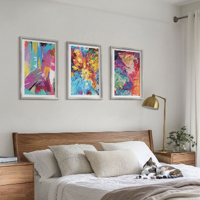 Lot de 3 tableaux pour salon Motifs de peinture abstraits colorés