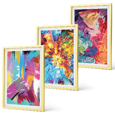 Lot de 3 tableaux pour salon Motifs de peinture abstraits colorés