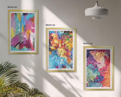 Lot de 3 tableaux pour salon Motifs de peinture abstraits colorés