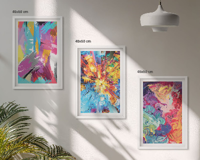 Lot de 3 tableaux pour salon Motifs de peinture abstraits colorés