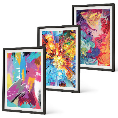 Lot de 3 tableaux pour salon Motifs de peinture abstraits colorés