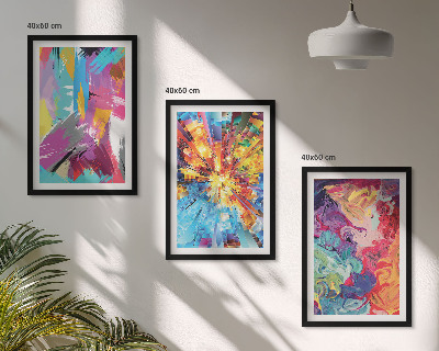 Lot de 3 tableaux pour salon Motifs de peinture abstraits colorés