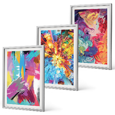 Lot de 3 tableaux pour salon Motifs de peinture abstraits colorés