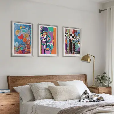 Cadre photo mural représentant une géométrie de cercles abstraits colorés