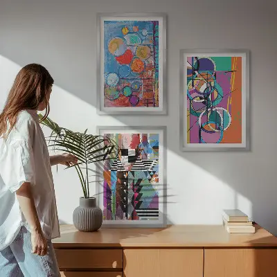 Cadre photo mural représentant une géométrie de cercles abstraits colorés