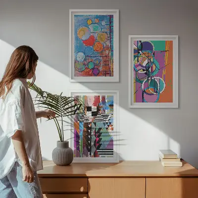 Cadre photo mural représentant une géométrie de cercles abstraits colorés