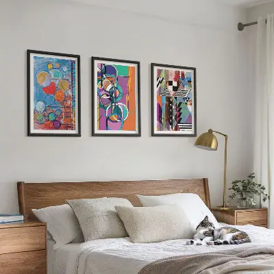 Cadre photo mural représentant une géométrie de cercles abstraits colorés