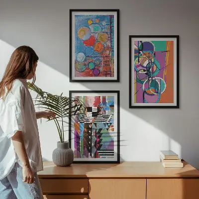 Cadre photo mural représentant une géométrie de cercles abstraits colorés