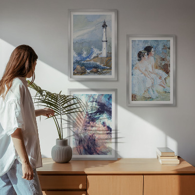 Lot de 3 tableaux pour salon Danseuse abstraite du phare
